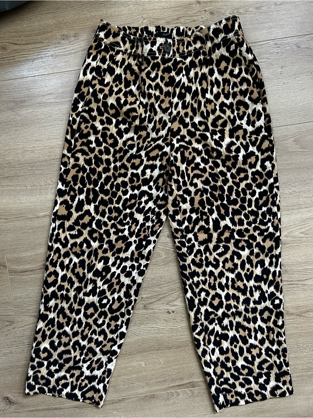 J. Crew Leopard Print Cropped Pants in Tan Black White